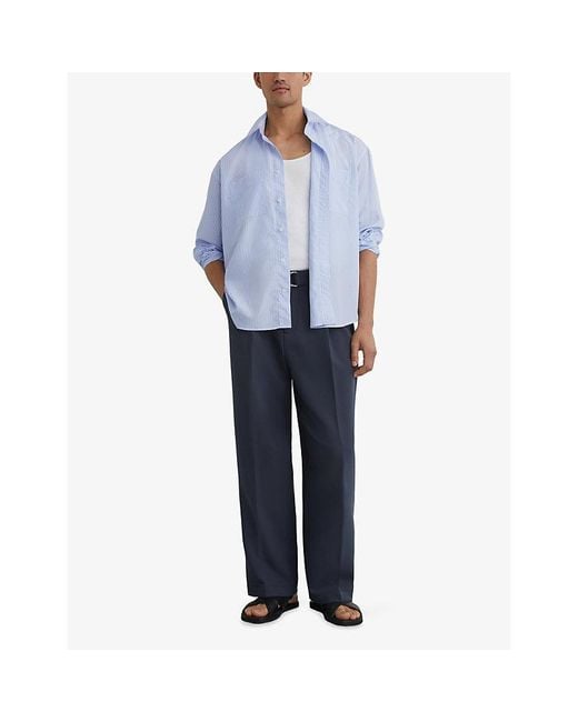 Reiss Blue Ovante Striped Lyocell Shirt for men