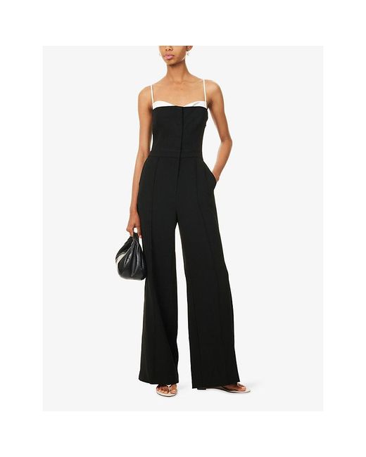 Jonathan Simkhai Black Hazel Contrast-Bustier Woven Jumpsuit