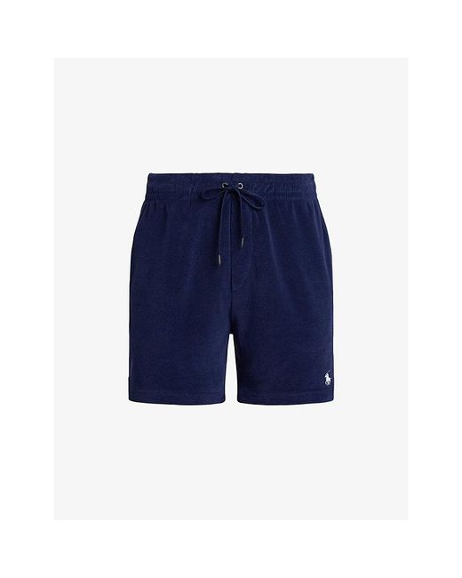 Polo Ralph Lauren Blue Logo-Embroidered Terry-Textured Cotton-Blend Shorts for men