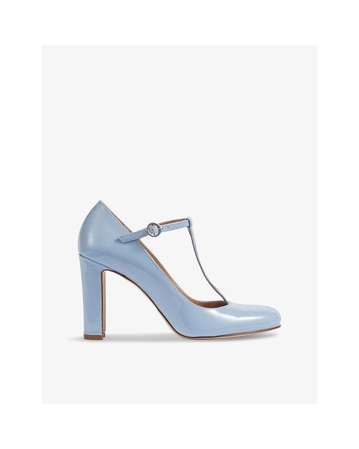 L.K.Bennett Blue Annalise T-bar Patent-leather Heeled Courts