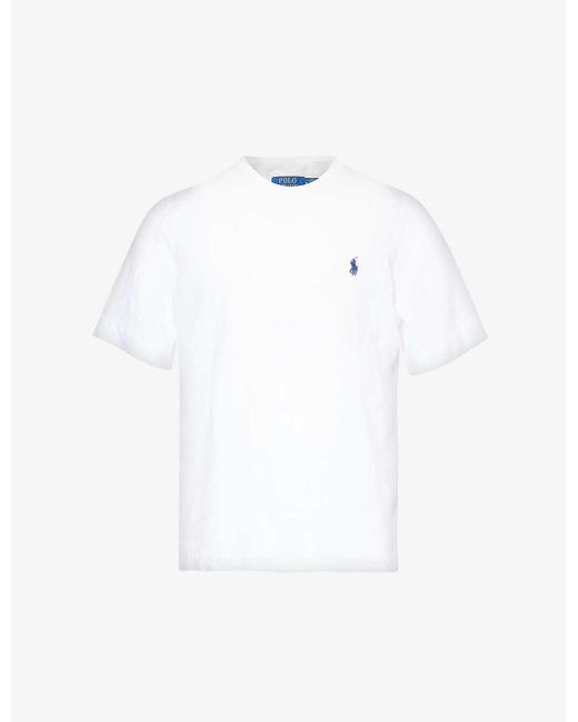 Polo Ralph Lauren White Brand-embroidered Terry-texture Cotton-blend T-shirt for men