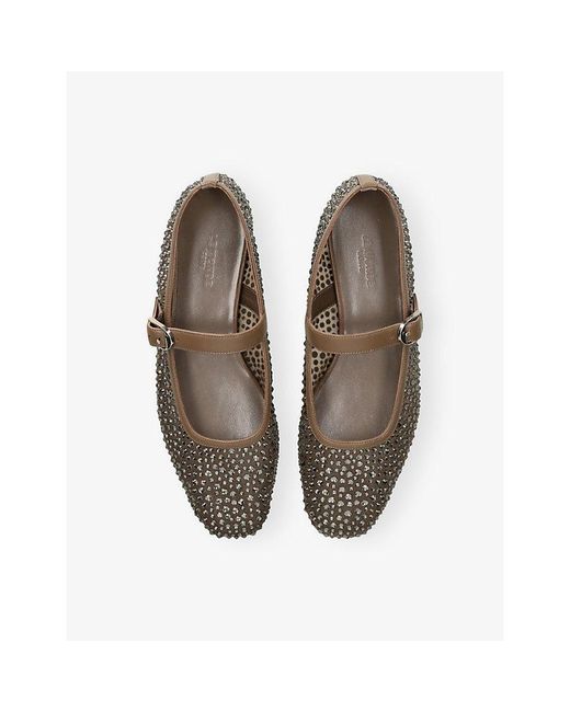 Le Monde Beryl Multicolor Mary Jane Rhinestone-Embellished Mesh Ballet Flats