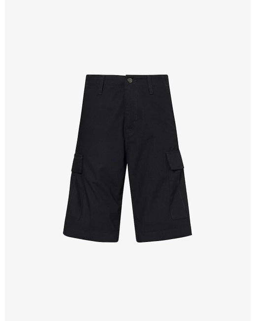 Carhartt Blue Logo-patch Regular-fit Cotton Cargo Shorts for men