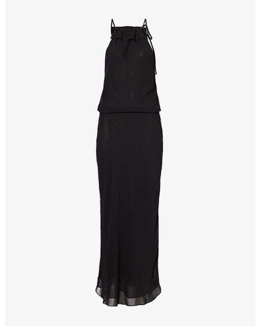 Reformation Black X Camille Rowe Beyla Woven Maxi Dress