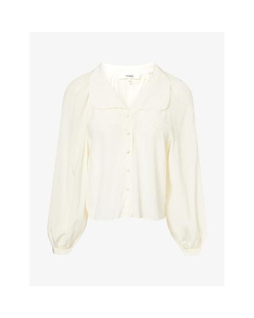 FRAME White The Gala Collared Silk Shirt