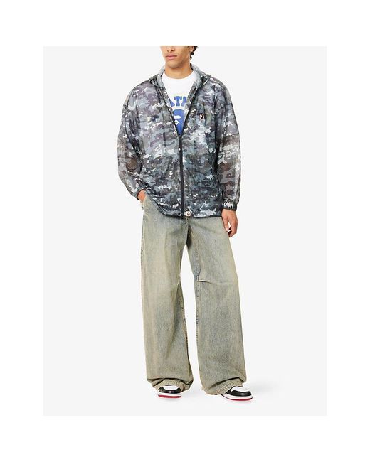 A Bathing Ape Blue Multi-Pixel Camo-Print Mesh Hoody for men