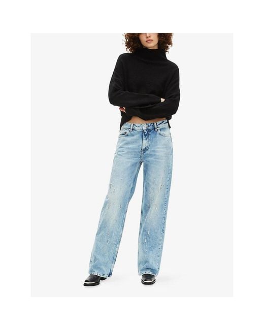 The Kooples Black High-Neck Relaxed-Fit Cashmere-Blend Jumper