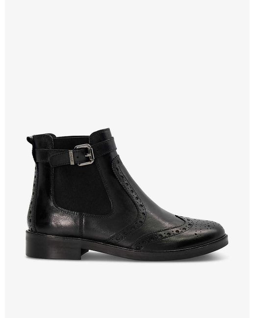 Dune Black Question Brogue-design Leather Chelsea Boots