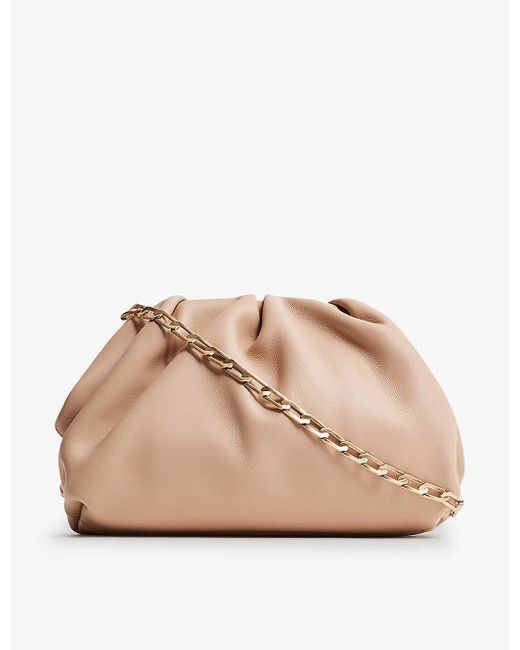 Reiss Natural Elsa Chain-strap Nappa-leather Clutch Bag