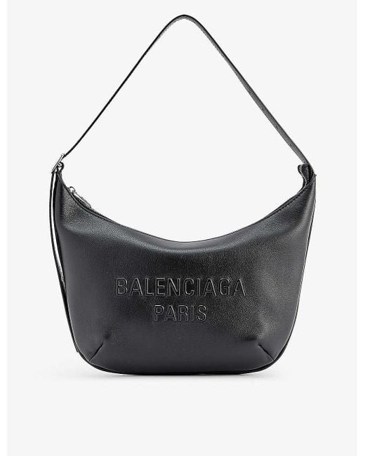 Balenciaga Black Mary-kate Logo-embossed Leather Shoulder Bag