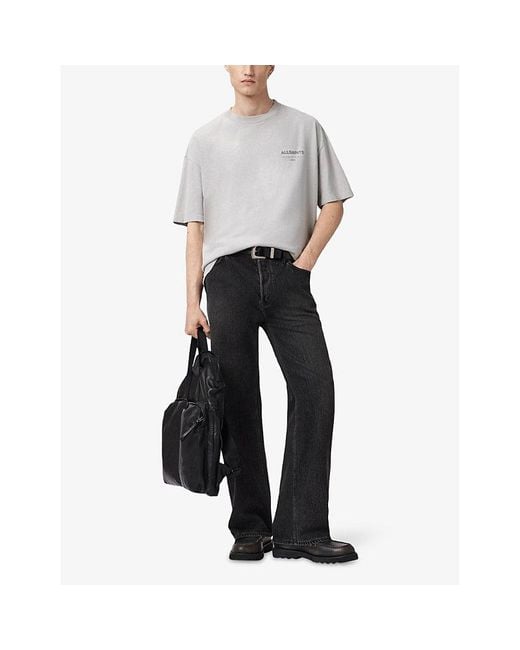AllSaints Gray Future Logo-Print Short-Sleeve Cotton T-Shirt for men