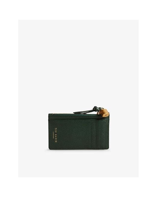 Ted Baker Green Bromton Padlock-embellished Leather Card Holder