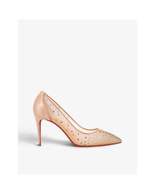 Christian Louboutin Follies Strass 85 Rete/suede Lame Versio in