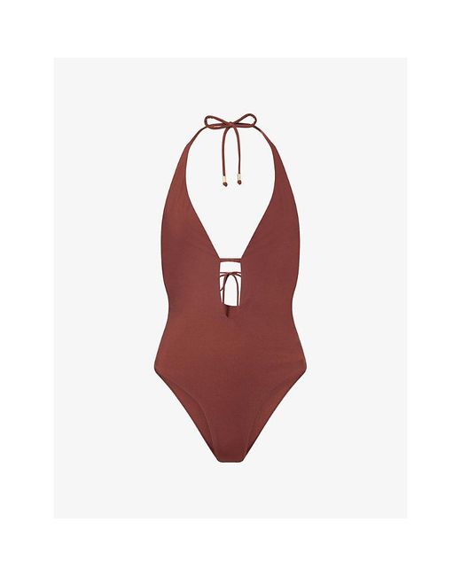 WE Are Tala Red Halter-Neck Tie-Back Swimsuit
