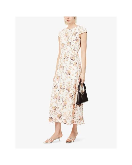ME+EM Natural Fit + Flare Crease-Less Linen Midi Dress