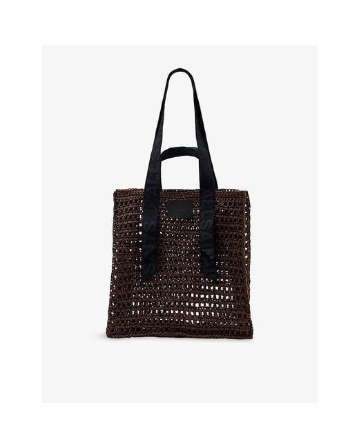 AllSaints Black Lullah Raffia Tote Bag