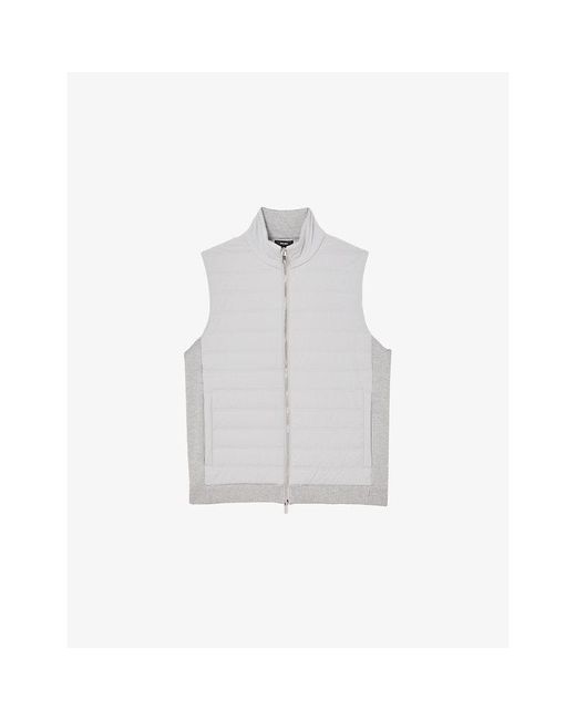 Reiss White Newford Funnel-Neck Quilted Gilet for men
