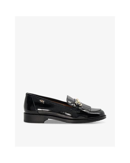 Dune Gestures Fringe trimmed Faux leather Loafers in Black Lyst