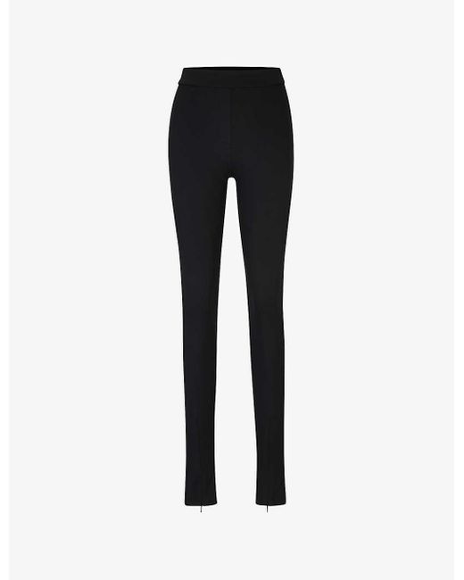 Boss Black X Naomi Campbell Zipped-hem Slim-fit High-rise Stretch-recycled Jersey Trousers