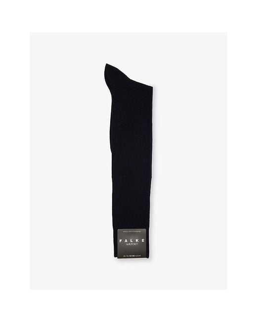 Falke Black Aiport Knee-Length Stretch Wool-Blend Socks for men
