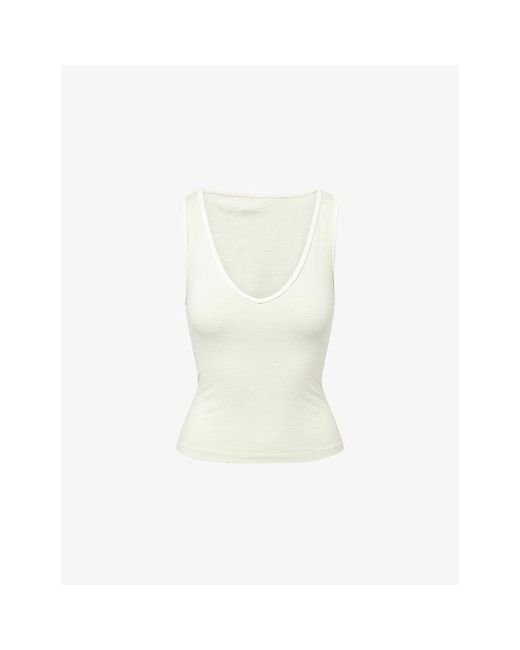 BO+TEE White V-Neck Stretch-Woven Tank Top
