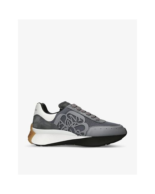 Alexander McQueen White Sprint Runner Logo-embossed Leather Low-top Trainers for men
