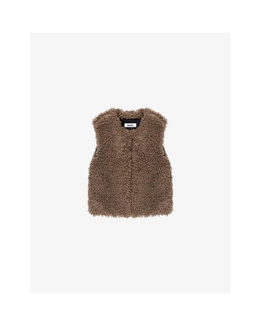 Ro&zo Brown Shaggy-Sleeveless Faux-Fur Gilet