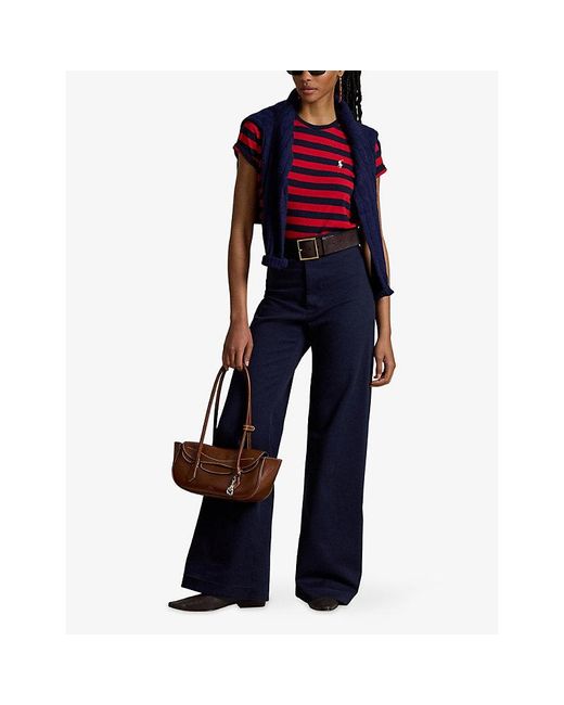 Polo Ralph Lauren Red Stripe-Print Cotton-Jersey T-Shirt