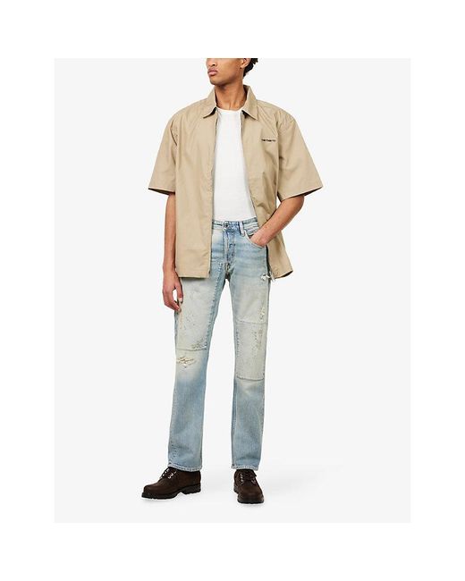 Replay Blue Grover Straight-Leg Cotton Jeans for men