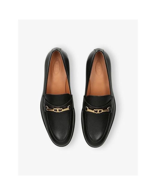 Tod's Black Logo-Embellished Leather Loafers