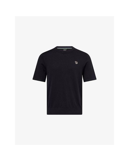 Paul Smith Blue Zebra Crew-Neck Cotton-Knit T-Shirt for men