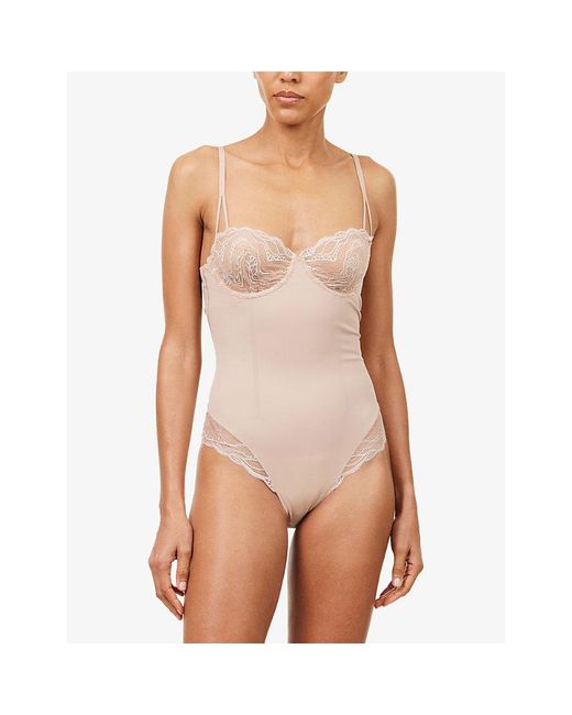 Calvin Klein Pink Sensual Stretch Lace Shapewear Bodysuit