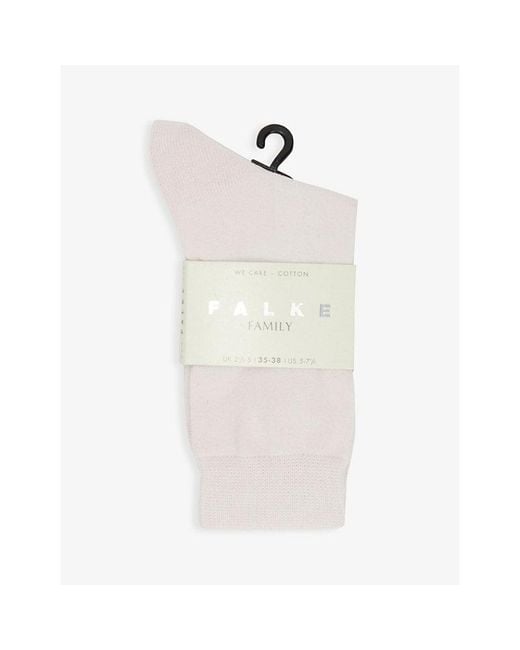 Falke White Family Brand-Print Cotton-Blend Knitted Socks