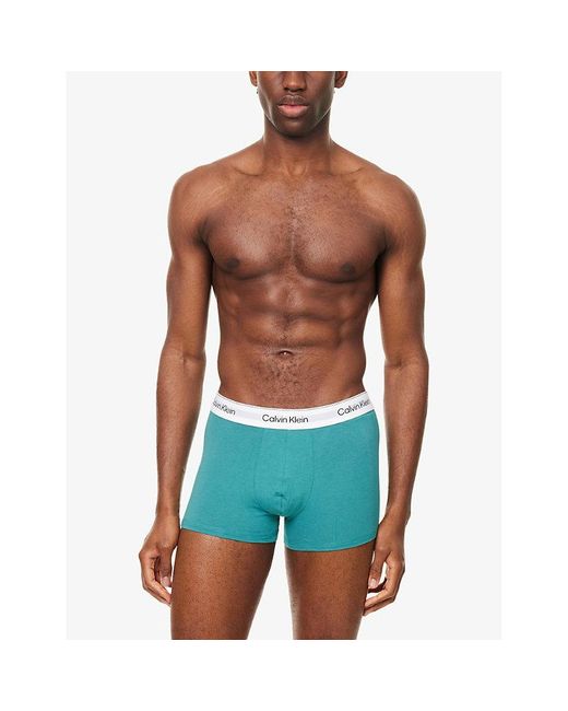 Calvin Klein White Icon Pack-Of-Three Stretch-Cotton Trunks for men