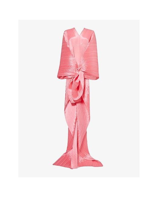 Pleats Please Issey Miyake Pink Basic Pleated Knitted Scarf