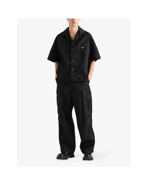 Prada Black Re-Nylon Short-Sleeve Woven Shirt for men