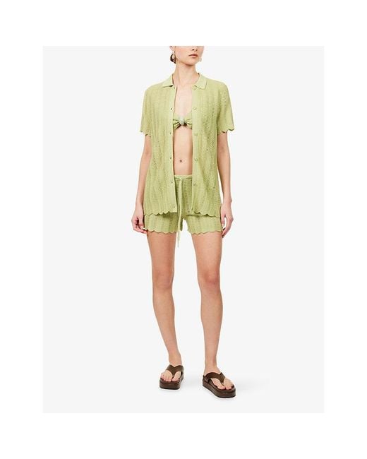 Devon Windsor Green Ivy Open-Knit Shorts