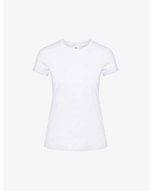 Alo Yoga White Alosoft Short-sleeved Stretch-woven T-shirt