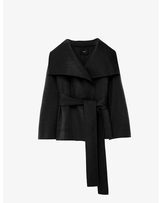 Joseph Black Adrienne Double-faced Belted Wool And Cashmere Coat