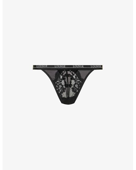 Lounge Underwear Blossom High-rise Stretch-lace Thong in Black | Lyst UK