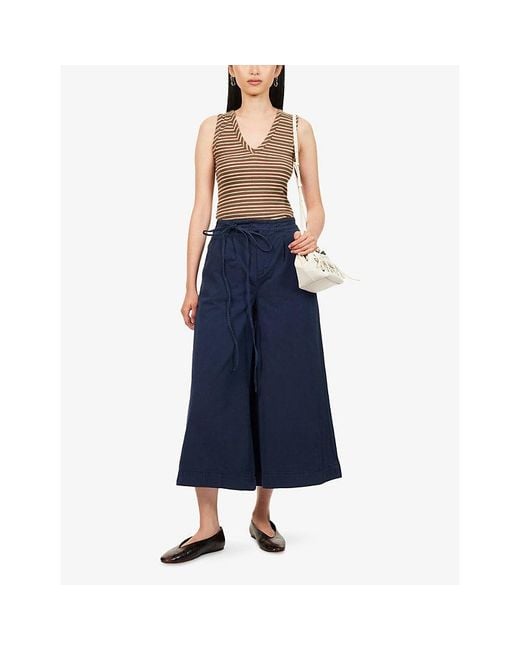Damson Madder Blue Lotta Wide-Leg Cotton Trousers