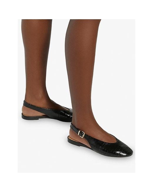 Dune Black Honora Reptile-Print Leather Slingbacks