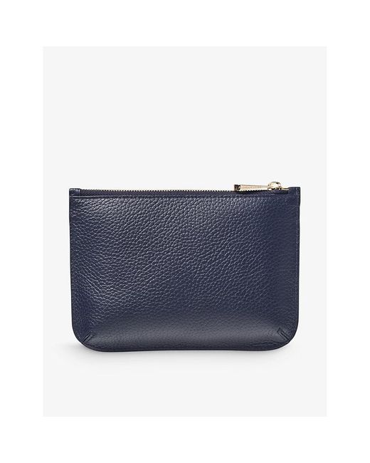 Aspinal Blue Ella Medium Logo-print Grained-leather Pouch for men
