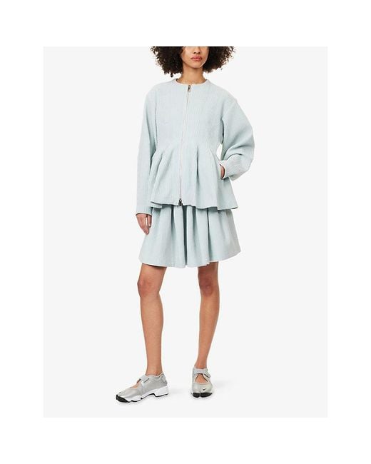 CFCL Blue Hypha Peplum Zip Knitted Blouson Jacket