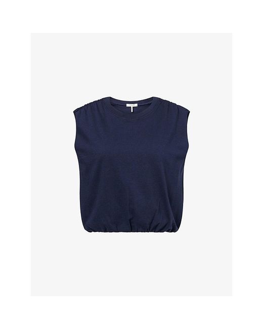 Rag & Bone Blue Mica Bubble-Hem Cotton Top