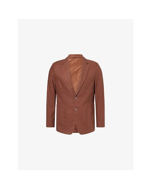 Percival Brown Tailored Single-Breasted Linen And Cotton-Blend Blazer for men