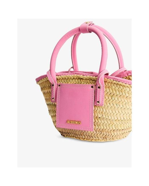 jacquemus le panier soleil woven straw tote bag