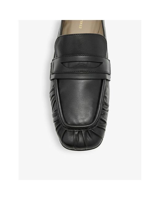 AllSaints Black Sapphire Gathered Leather Loafers