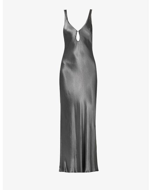 Bec & Bridge Celestial Keyhole Satin Midi Dress in Gray | Lyst
