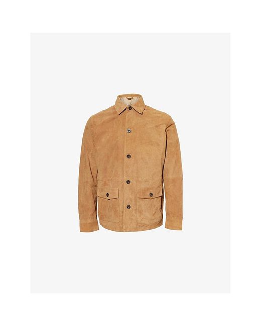 Hackett Natural Patch-Pocket Regular-Fit Suede Jacket for men
